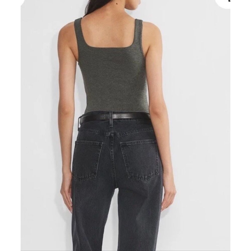 Aritzia Original Contour Pursue Square neck Bodysuit Heather Charcoal S NEW - Picture 7 of 12